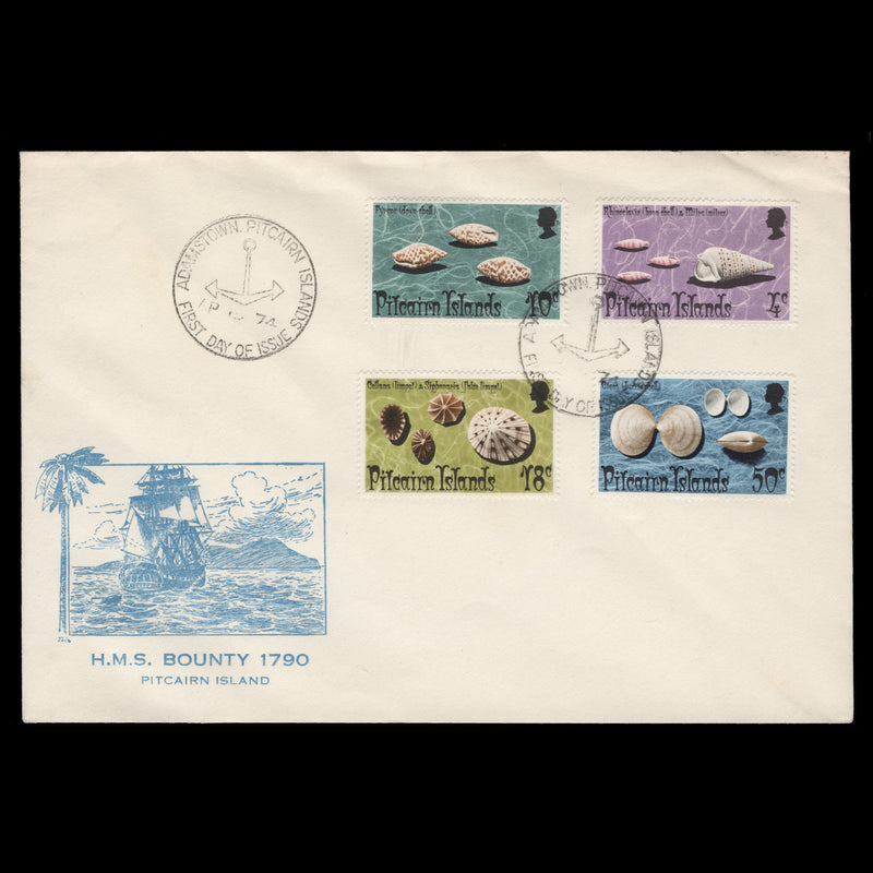 Pitcairn Islands 1974 Shells first day cover signed by islander
