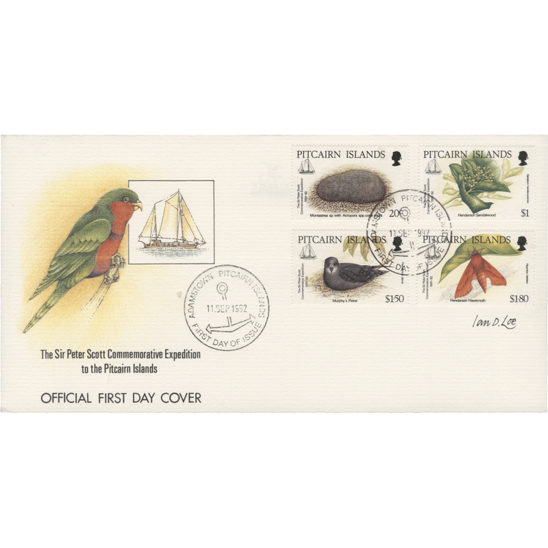 Pitcairn Islands 1992 Commemorative Expedition FDC signed by designer
