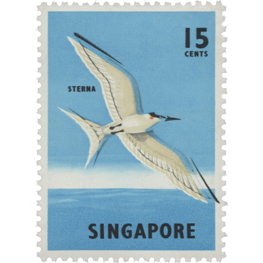 Singapore 1966 (Variety) 15c Back-Naped Tern with black shift