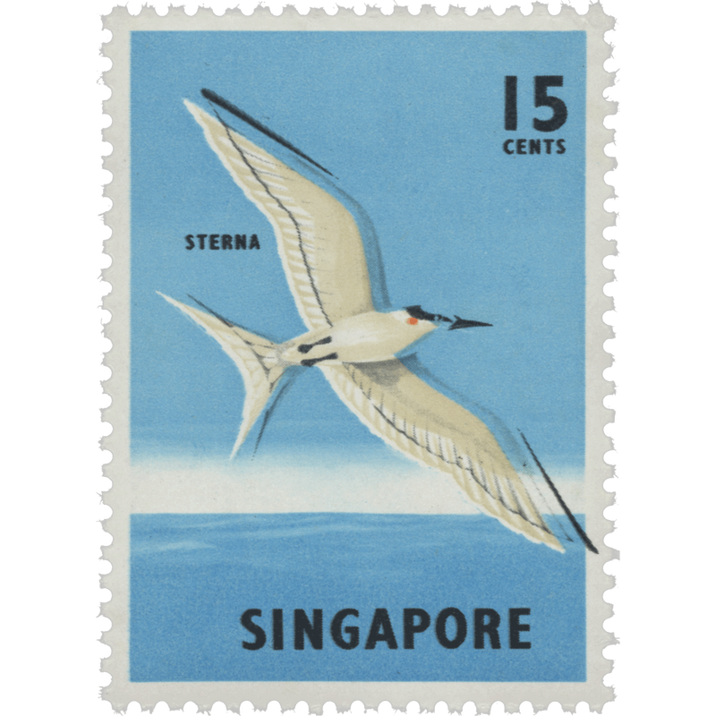 Singapore 1966 (Variety) 15c Back-Naped Tern with black shift