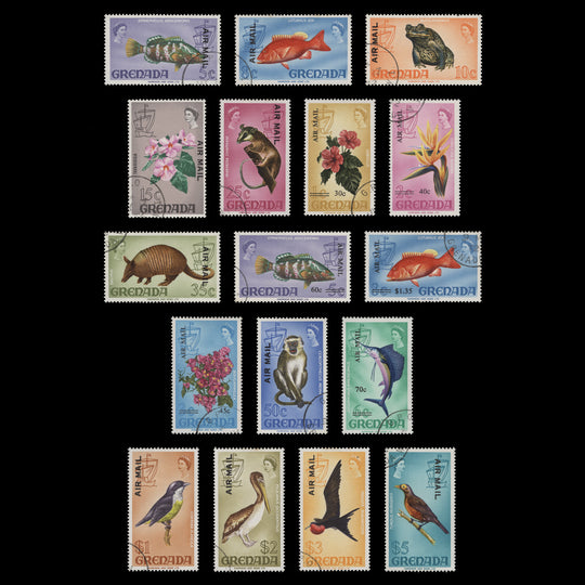 Grenada 1972 (Used) Flora & Fauna 'AIR MAIL' Provisionals