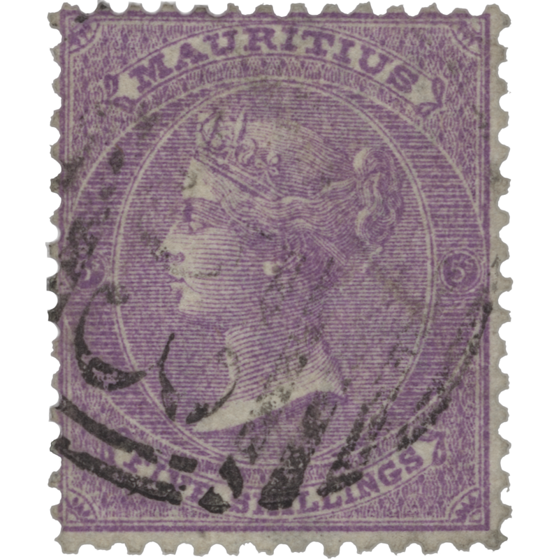 Mauritius 1865 (Used) 5s Bright Mauve