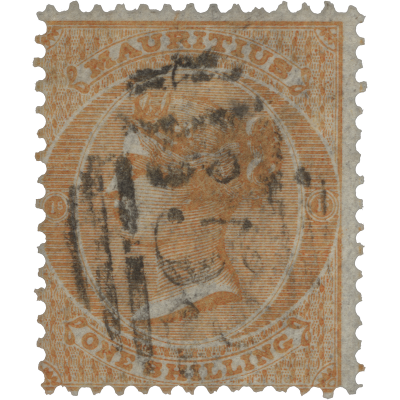 Mauritius 1872 (Variety) 1s Orange, inverted watermark