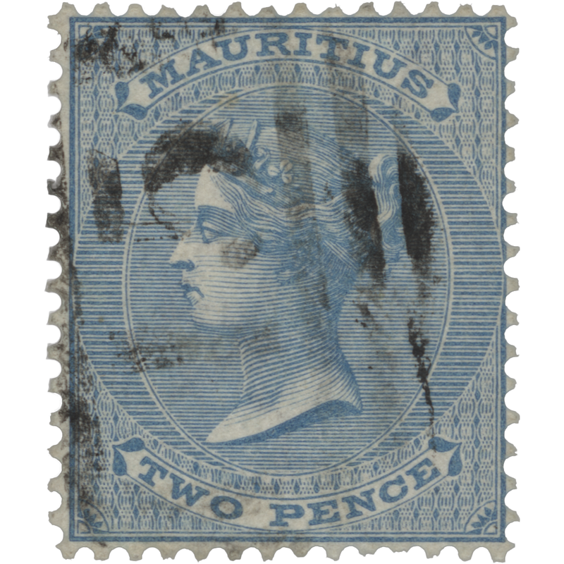 Mauritius 1863 (Variety) 2d Pale Blue, inverted watermark