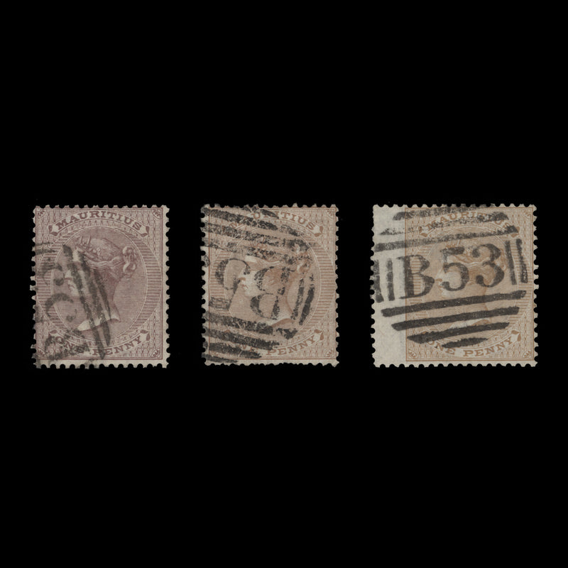 Mauritius 1863 (Used) 1d Queen Victoria shades