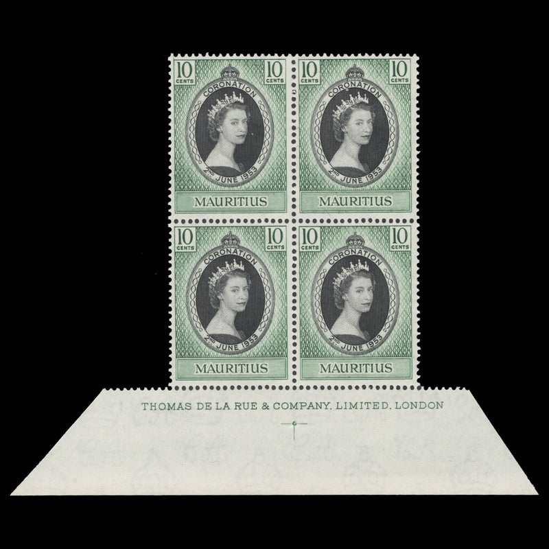 Mauritius 1953 (MNH) 10c Coronation imprint block