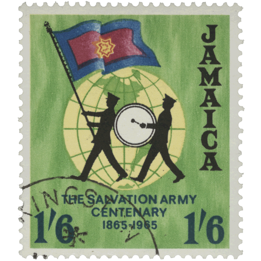 Jamaica 1965 (Variety) 1s 6d Salvation Army Centenary with inverted watermark