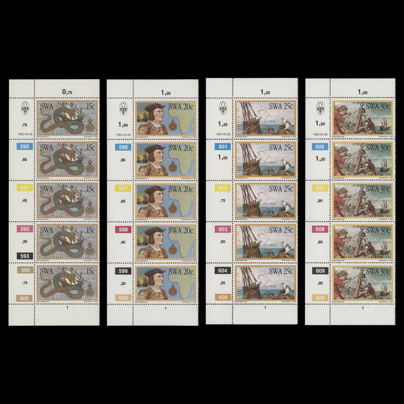 South West Africa 1982 (MNH) Discoverers, Bartolomeu Dias cylinder strips