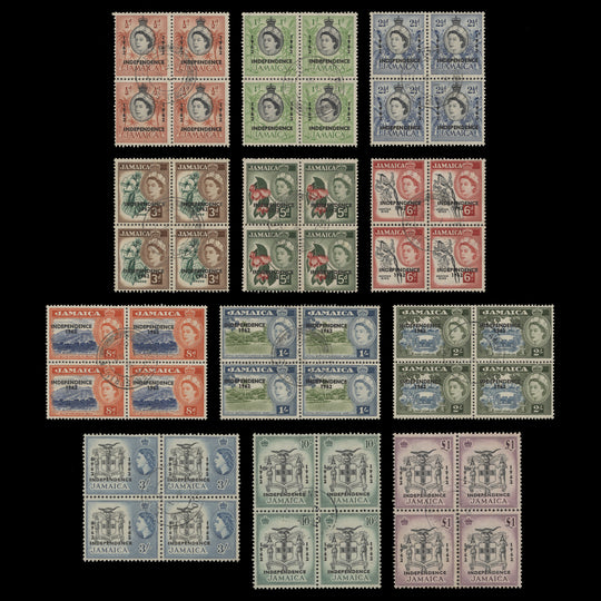 Jamaica 1962 (Used) Independence Provisionals blocks