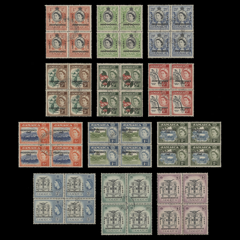 Jamaica 1962 (Used) Independence Definitives blocks