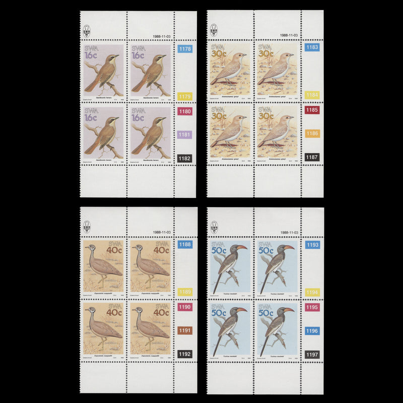 South West Africa 1988 (MNH) Birds cylinder blocks