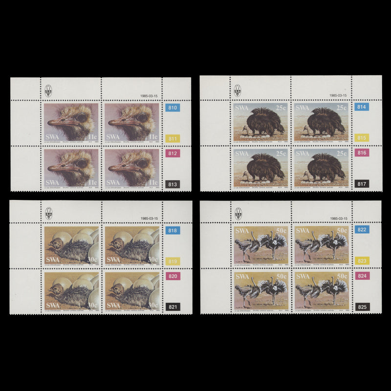 South West Africa 1985 (MNH) Ostriches cylinder blocks