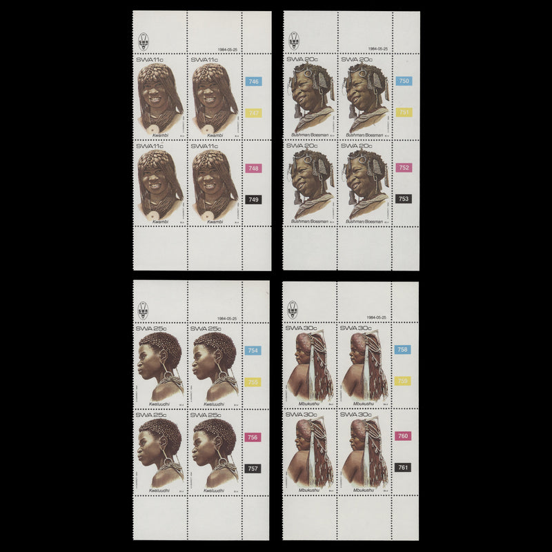 South West Africa 1984 (MNH) Traditional Headdresses cylinder blocks