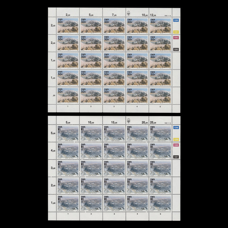 South West Africa 1989 (MNH) Mines & Minerals sheets of 25 stamps