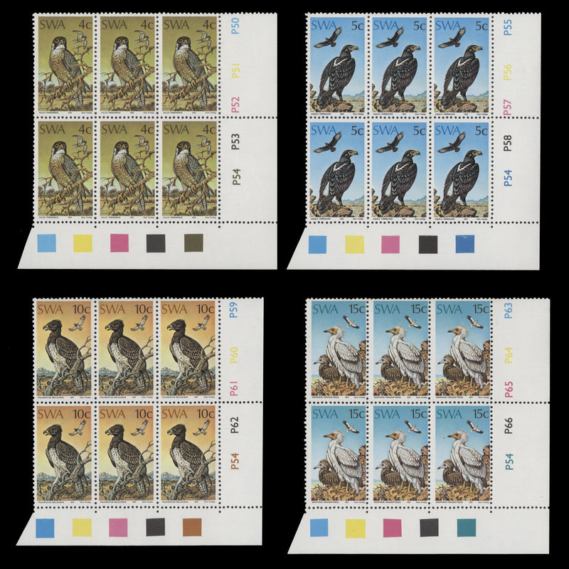 South West Africa 1975 (MNH) Birds of Prey cylinder blocks