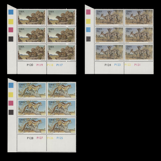 South West Africa 1976 (MNH) Fauna Conservation cylinder blocks