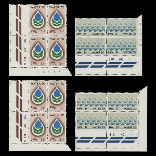 South West Africa 1970 (MNH) Water Campaign cylinder blocks