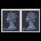 Great Britain 1968 (Error) 5d Royal Blue imperf pair, cylinder 15 printing