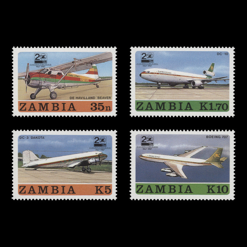 Zambia 1987 (MNH) Anniversary of Zambia Airways