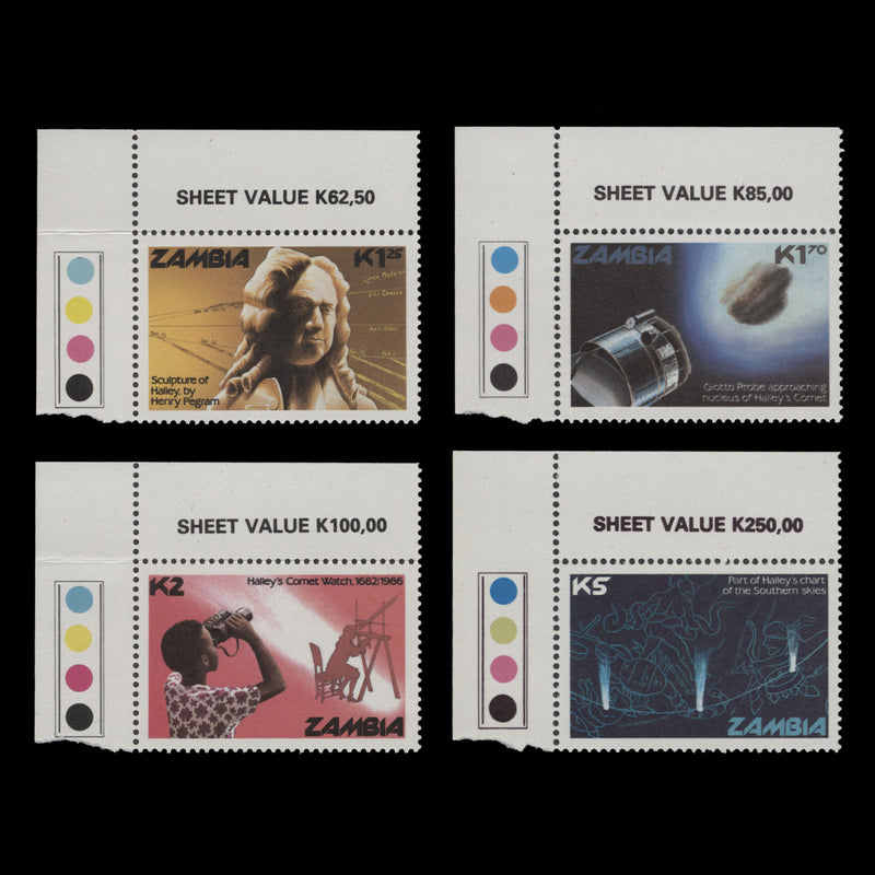 Zambia 1986 (MNH) Appearance of Halley's Comet traffic light singles