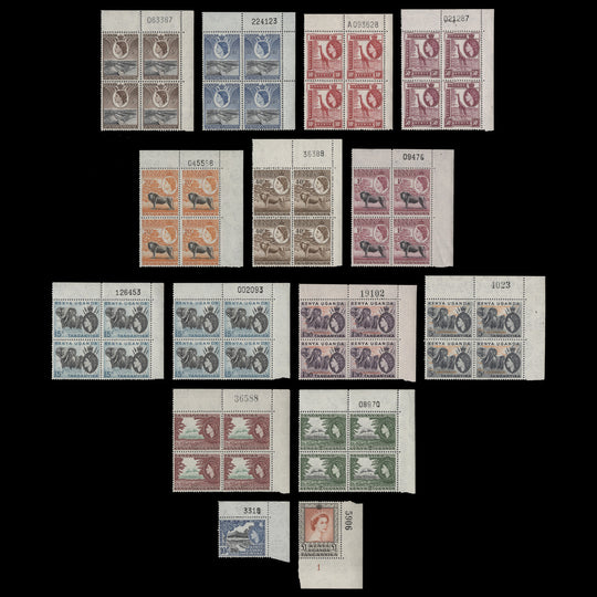 Kenya Uganda Tanganyika 1954 (MLH) Definitives with sheet numbers