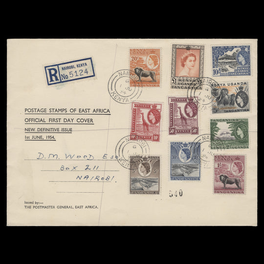 Kenya Uganda Tanganyika 1954 (FDC) Definitives