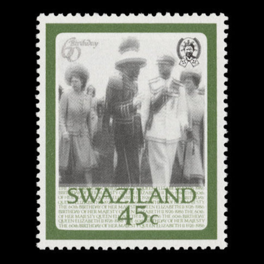 Swaziland 1986 (Variety) 45c Queen Elizabeth II's Birthday with grey shift