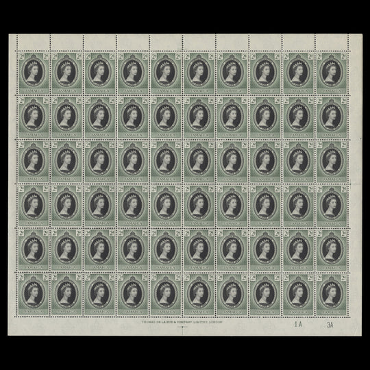Jamaica 1953 (MNH) 2d Coronation plate 1A–3A pane of 60 stamps