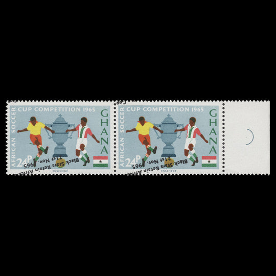 Ghana 1966 (Variety) 24p Soccer Cup Victory pair with inverted overprint