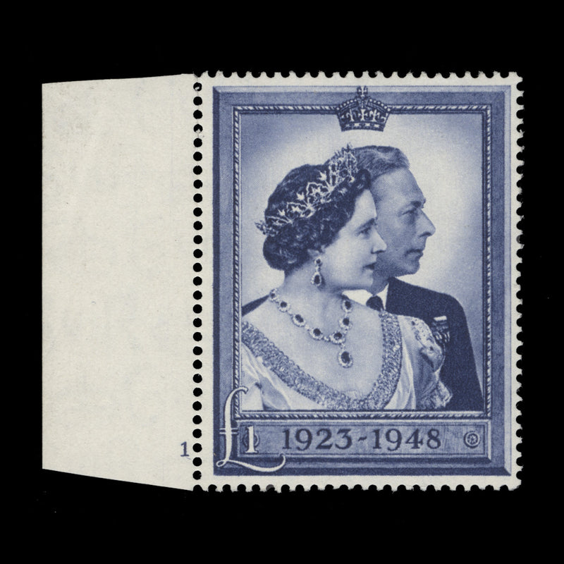 Great Britain 1948 (MNH) £1 Royal Silver Wedding cylinder 1 single