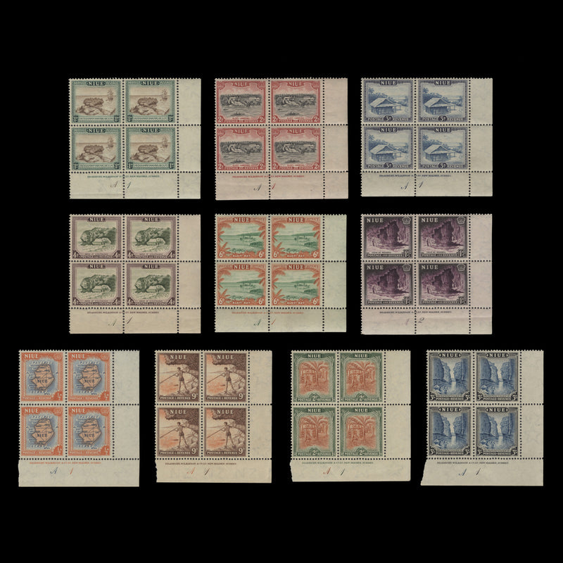 Niue 1950 (MNH) Definitives imprint/plate blocks