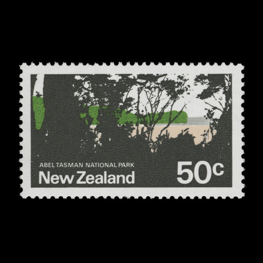 New Zealand 1971 (Variety) 50c Abel Tasman National Park missing apple-green