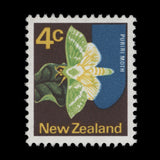 New Zealand 1973 (Variety) 4c Puriri Moth with yellow offset