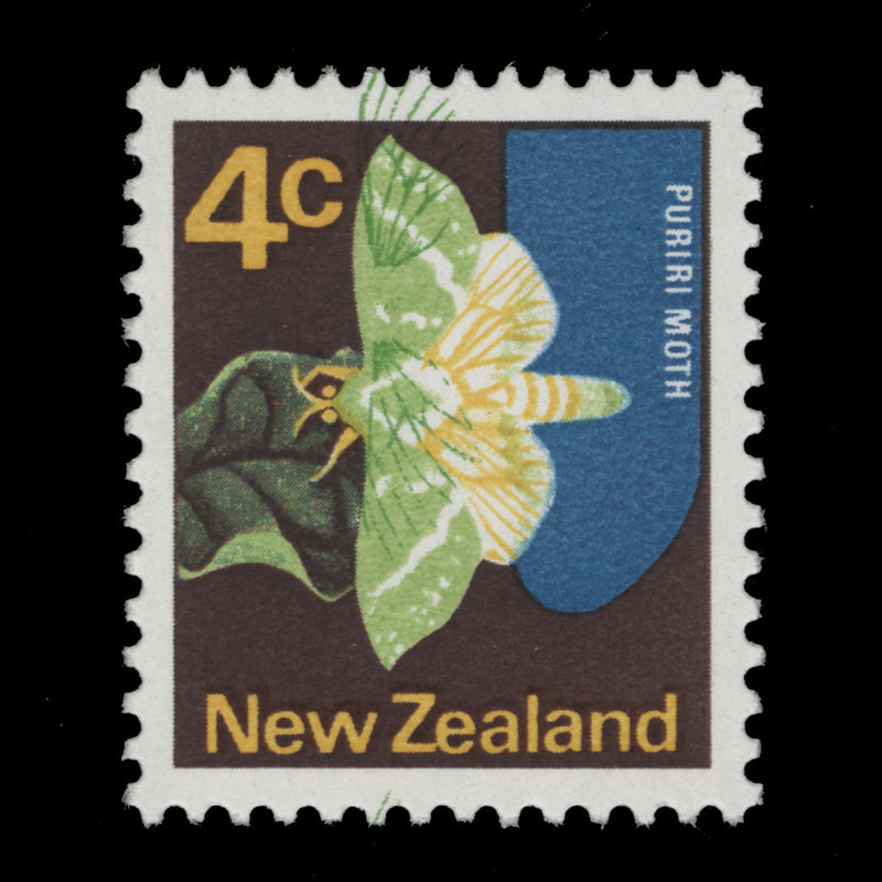 New Zealand 1973 (Variety) 4c Puriri Moth with dark green shift