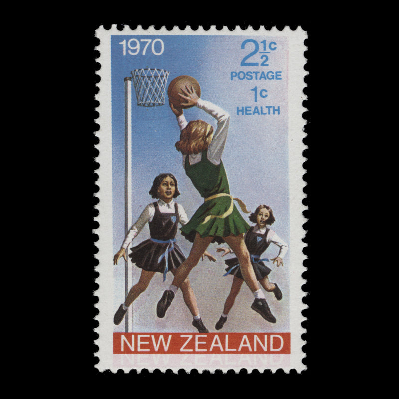 New Zealand 1970 (Variety) 2½c+1c Children Playing Netball with orange-red double
