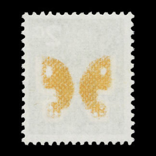 New Zealand 1973 (Variety) 2c Tussock Butterfly with yellow offset