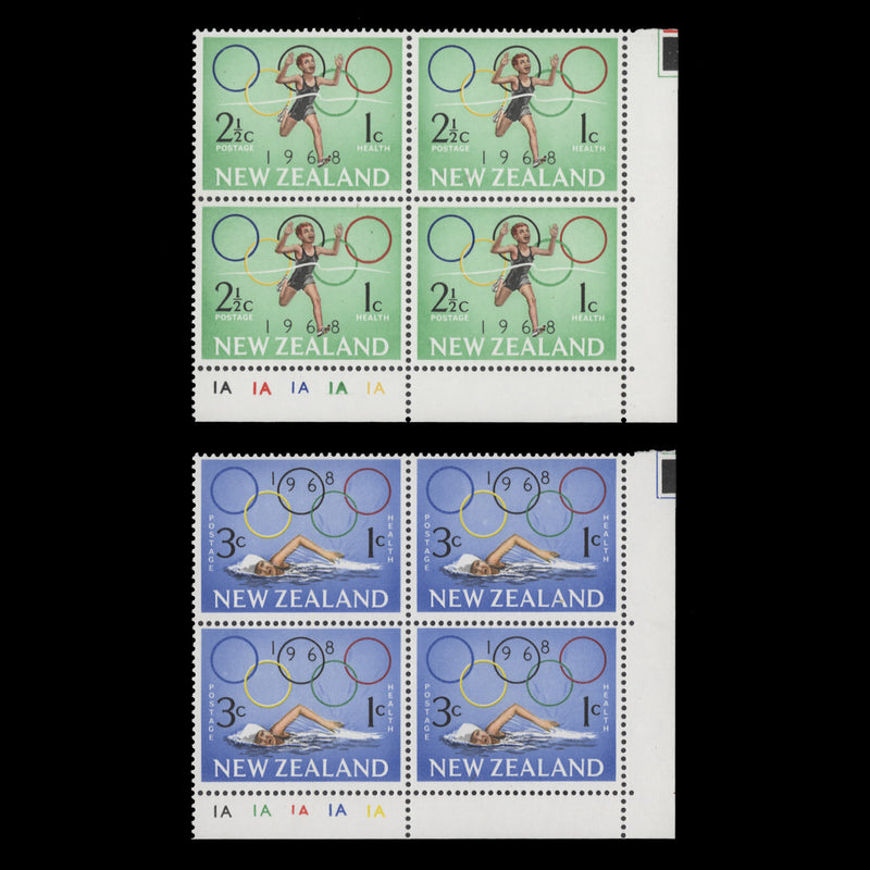 New Zealand 1968 (MNH) Olympic Games, Mexico plate blocks