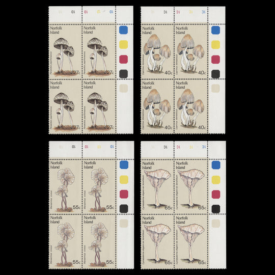 Norfolk Island 1983 (MNH) Fungi traffic light/plate blocks