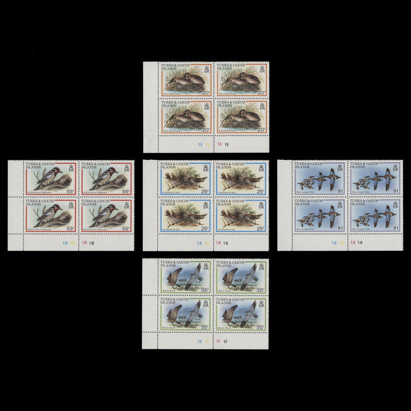 Turks & Caicos Islands 1980 (MNH) Birds plate blocks