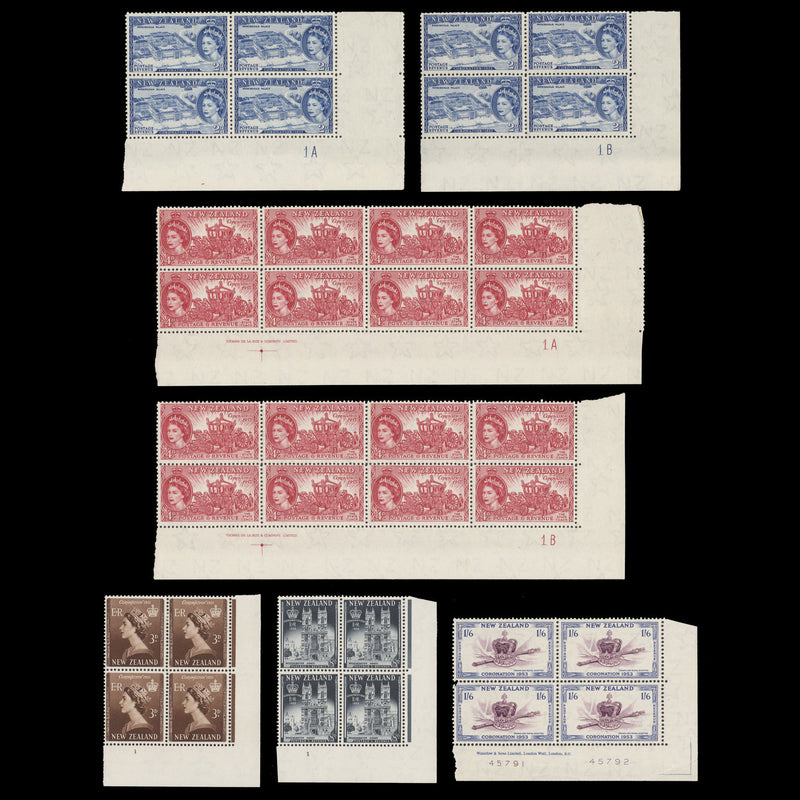 New Zealand 1953 (MLH) Coronation plate blocks