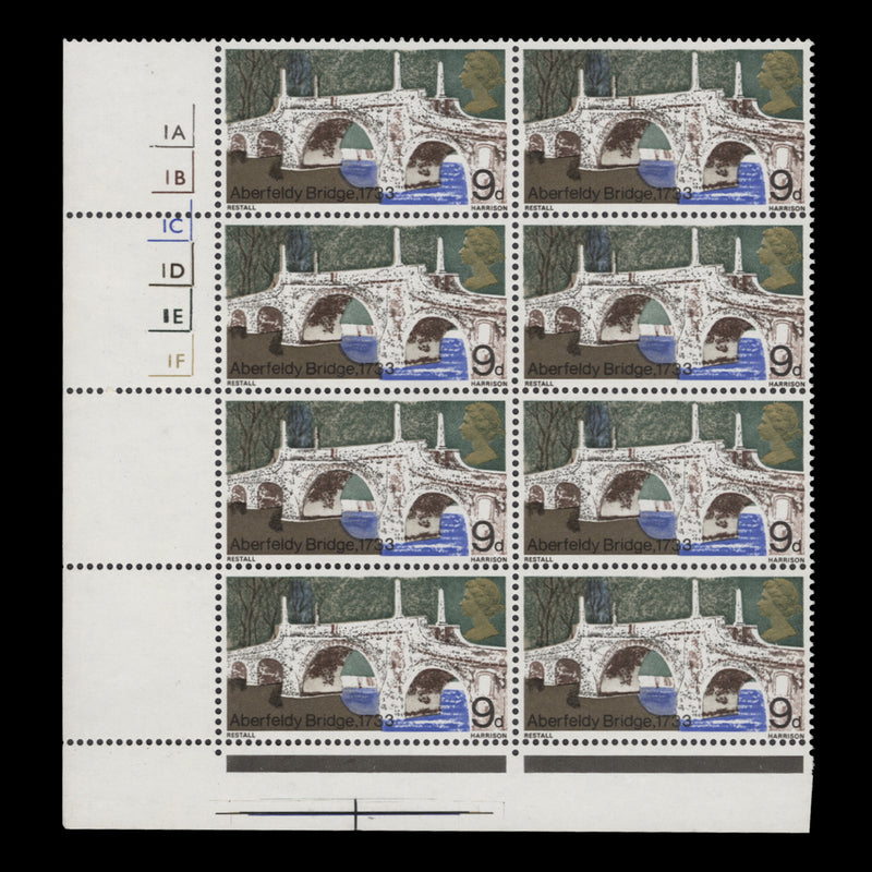 Great Britain 1968 (Variety) 9d British Bridges block missing phosphor