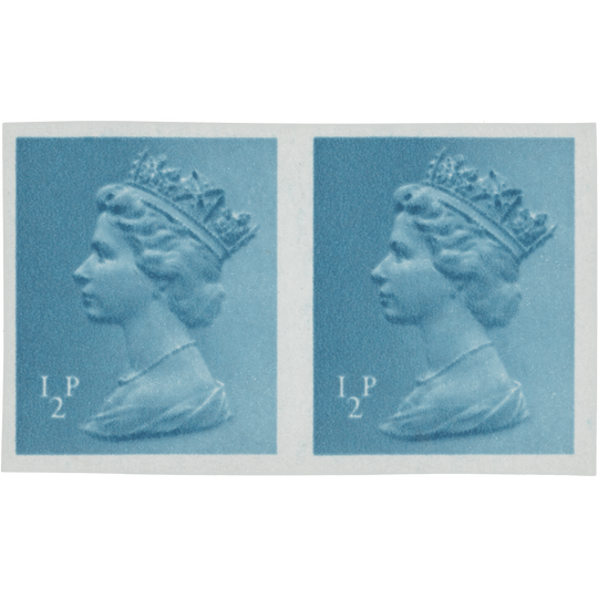 Great Britain 1980 (Variety) ½p Turquoise-Blue imperf pair