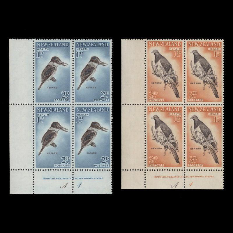 New Zealand 1960 (MNH) Birds imprint/plate blocks