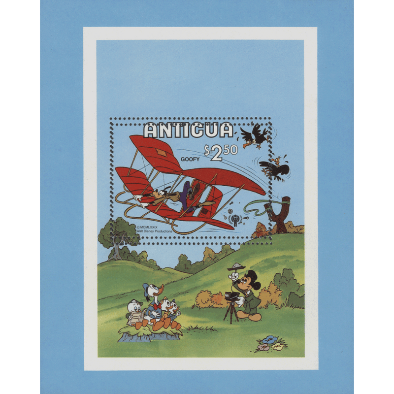 Antigua 1980 (Variety) $2.50 Goofy Flying Biplane M/S, double perfs