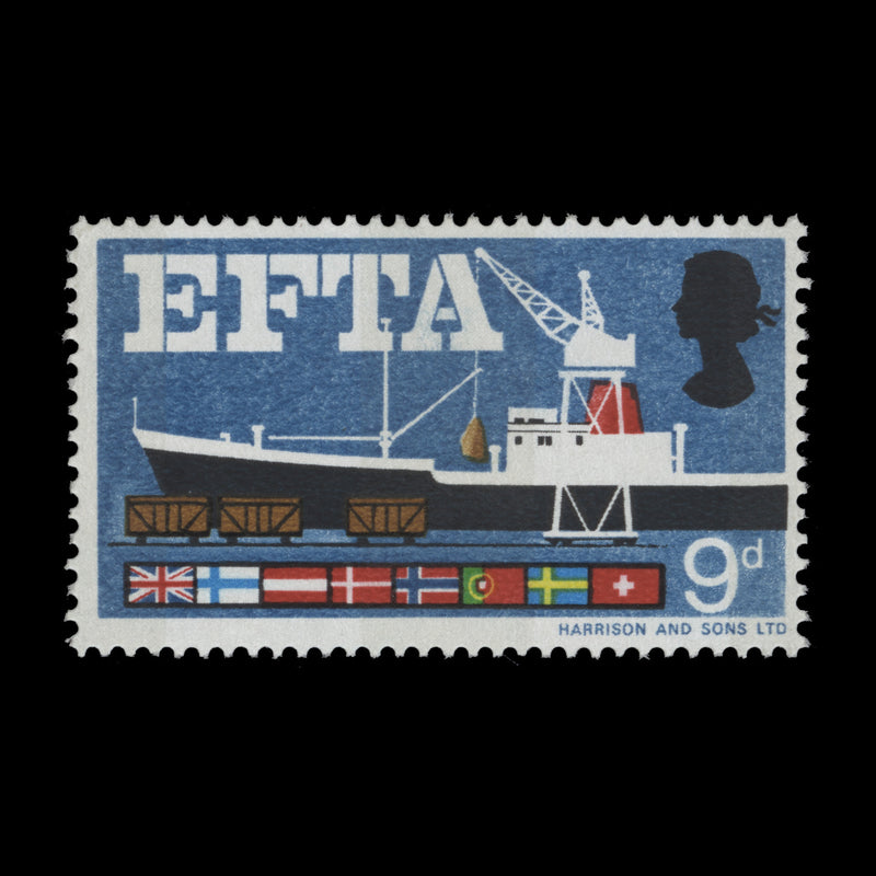 Great Britain 1967 (Error) 9d EFTA phosphor, missing lilac