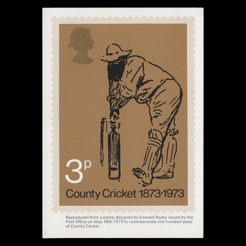 Great Britain 1973 County Cricket PHQ Card