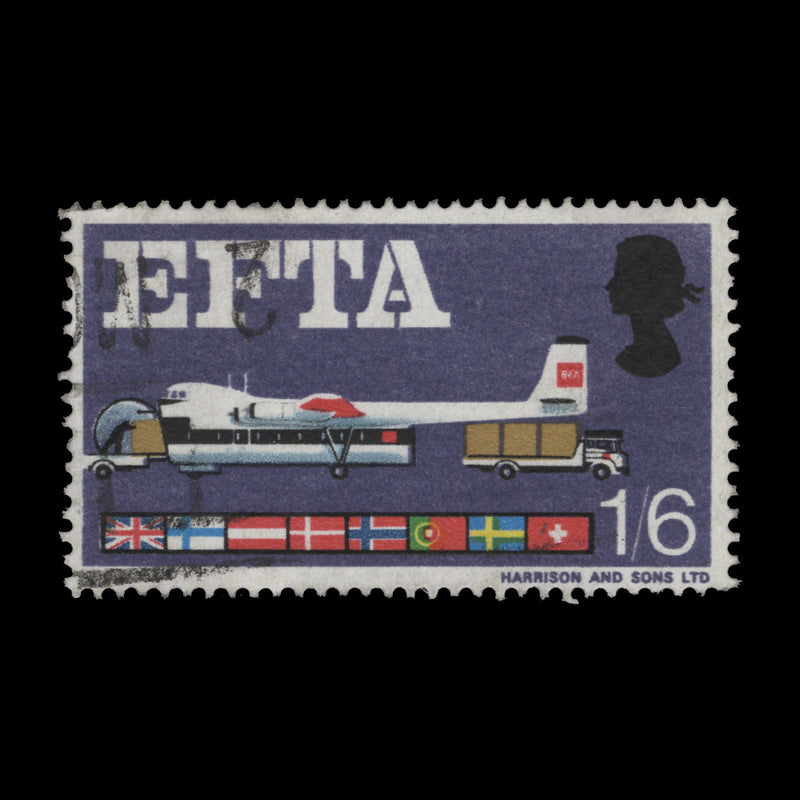 Great Britain 1967 (Variety) 1s6d EFTA ordinary with blue-grey dry print