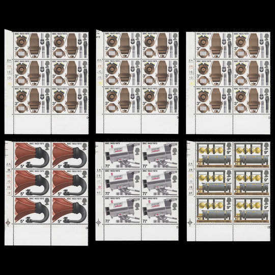 Great Britain 1972 (MLH) Broadcasting Anniversaries cylinder blocks