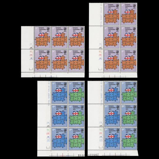 Great Britain 1973 (MLH) European Communities cylinder blocks