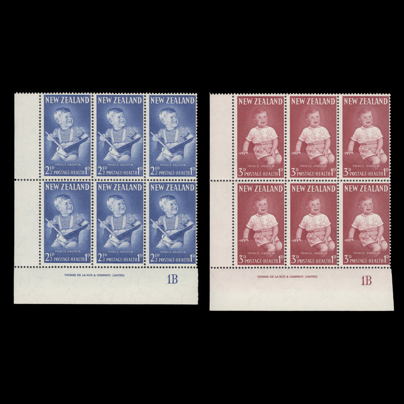 New Zealand 1963 (MLH) Prince Andrew imprint/plate blocks